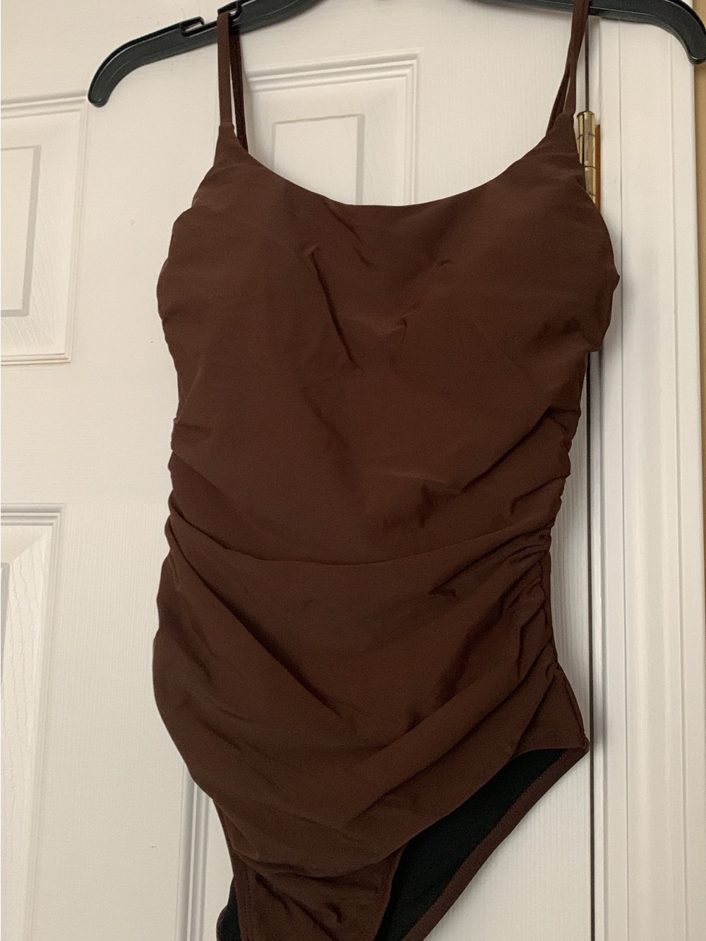 Sleek Brown Lace-Up One-Piece Swimsuit